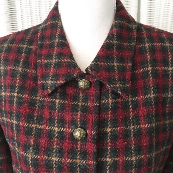 Vintage C&W Black Red Tweed Plaid Wool Preppy Blazer 12 - Picture 9 of 14